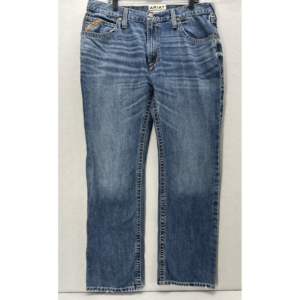 Ariat M5 Straight Fit Leg Jeans Men 38x32 Blue Medium Wash Denim Weatherford
